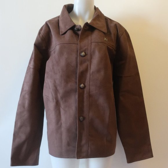 NWT Mens A Collezioni Italia Brown Button-Up Faux Suede Jacket XXL * - Picture 2 of 12